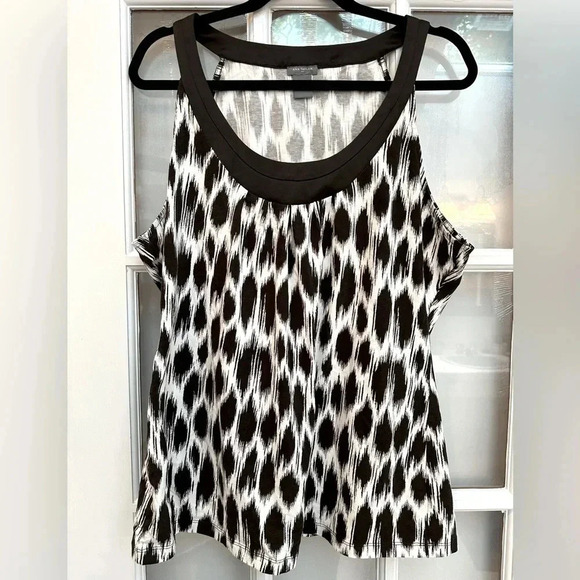Ann Taylor Chocolate Brown & White Preppy Sleeveless Blouse Size XL - Picture 9 of 9